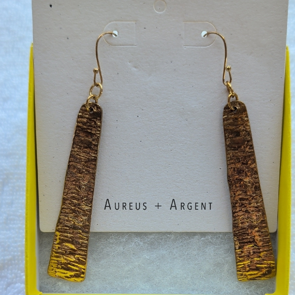 Aureus + Argent hammered brass drop earrings - Picture 2 of 5